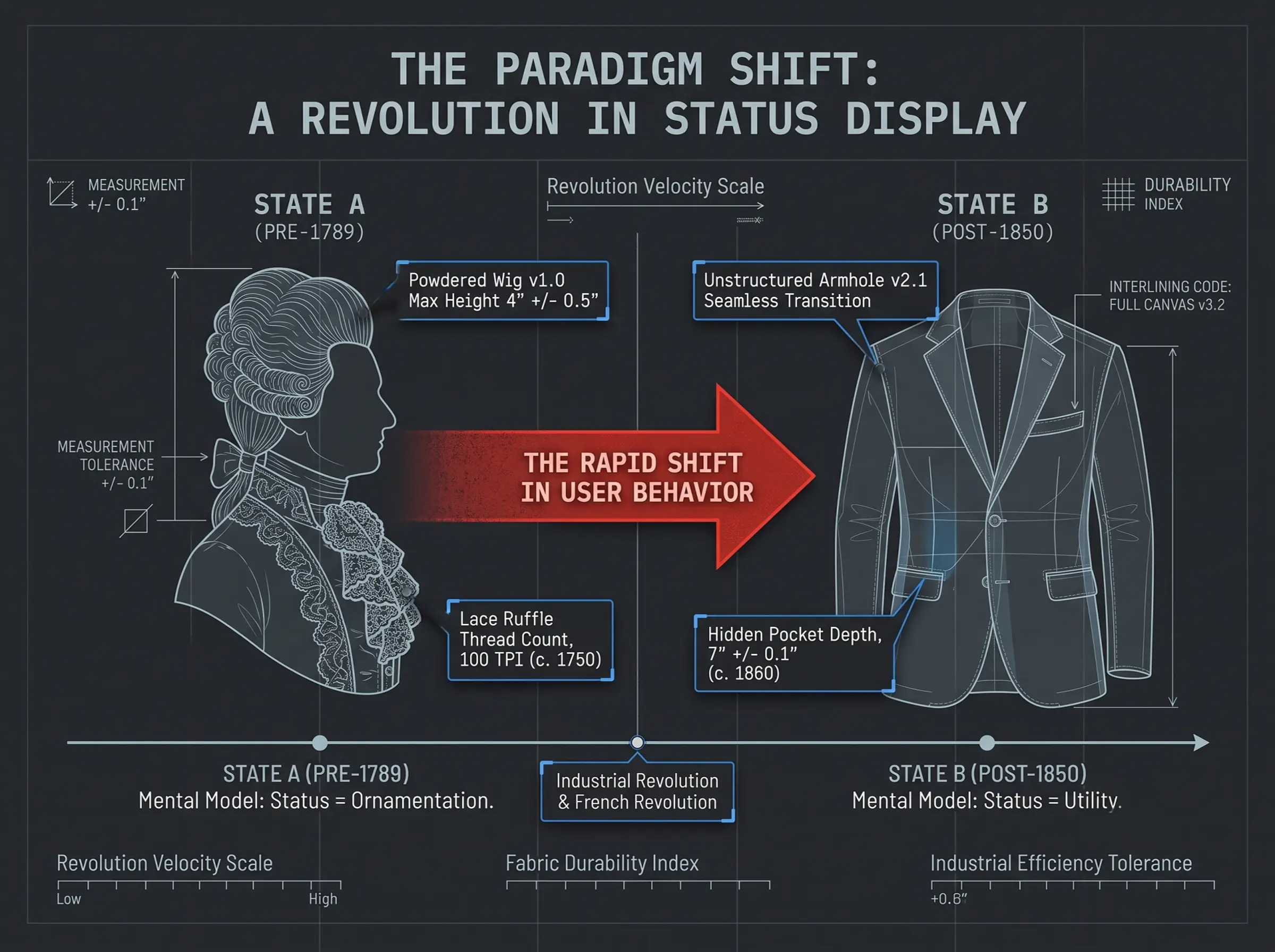 The Great Male Renunciation forced a rapid update to the user's baseline mental model, shifting the display of status from visual ornamentation to standardized utility.