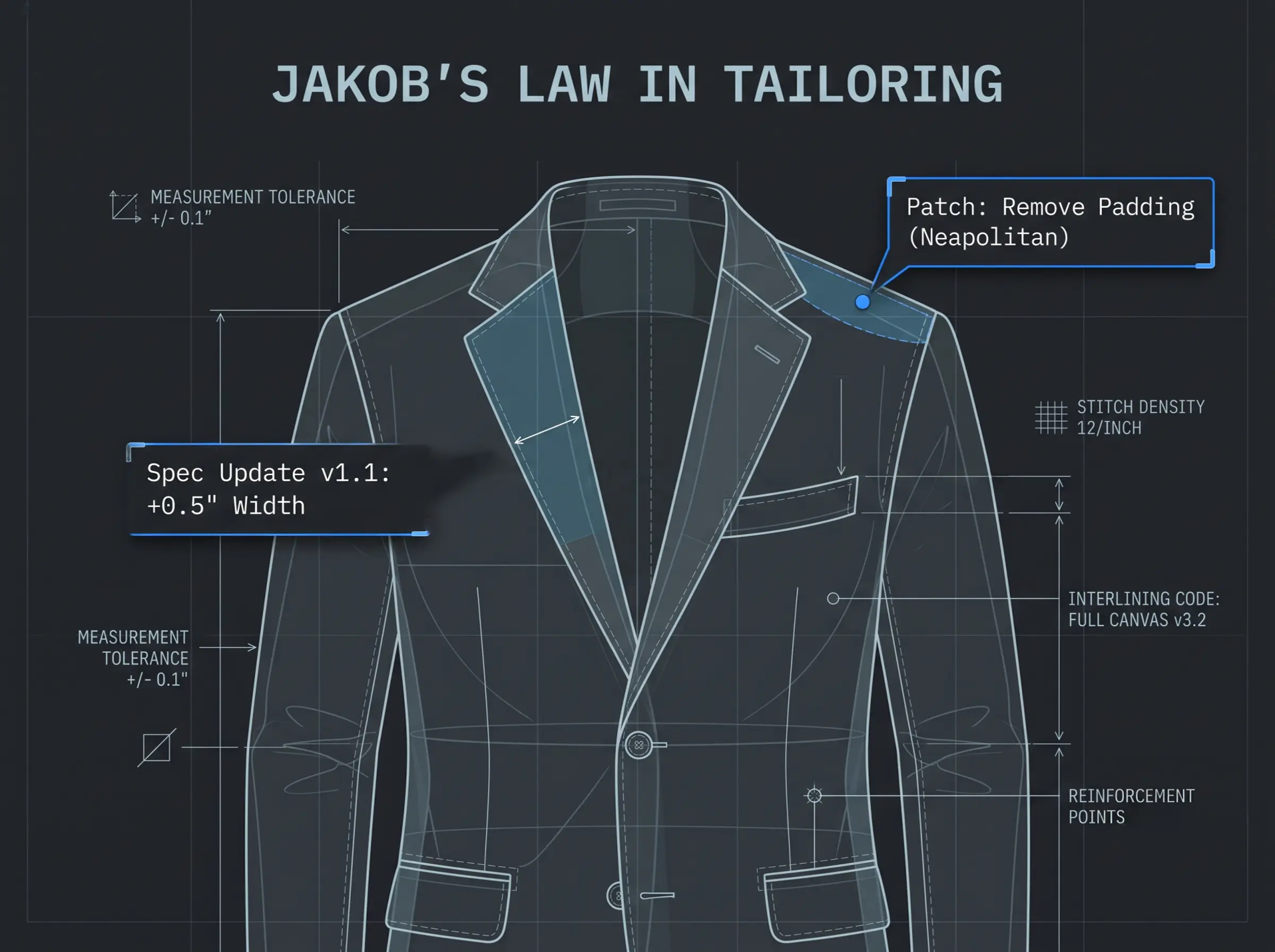Because menswear operates on a strict global design system, innovations like lapel width and shoulder construction act as micro-interaction patches rather than entirely new product launches.